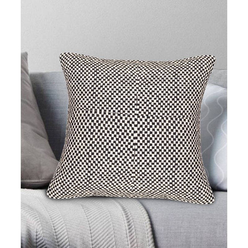 Checkered Cotton Outdoor Throw Pillow