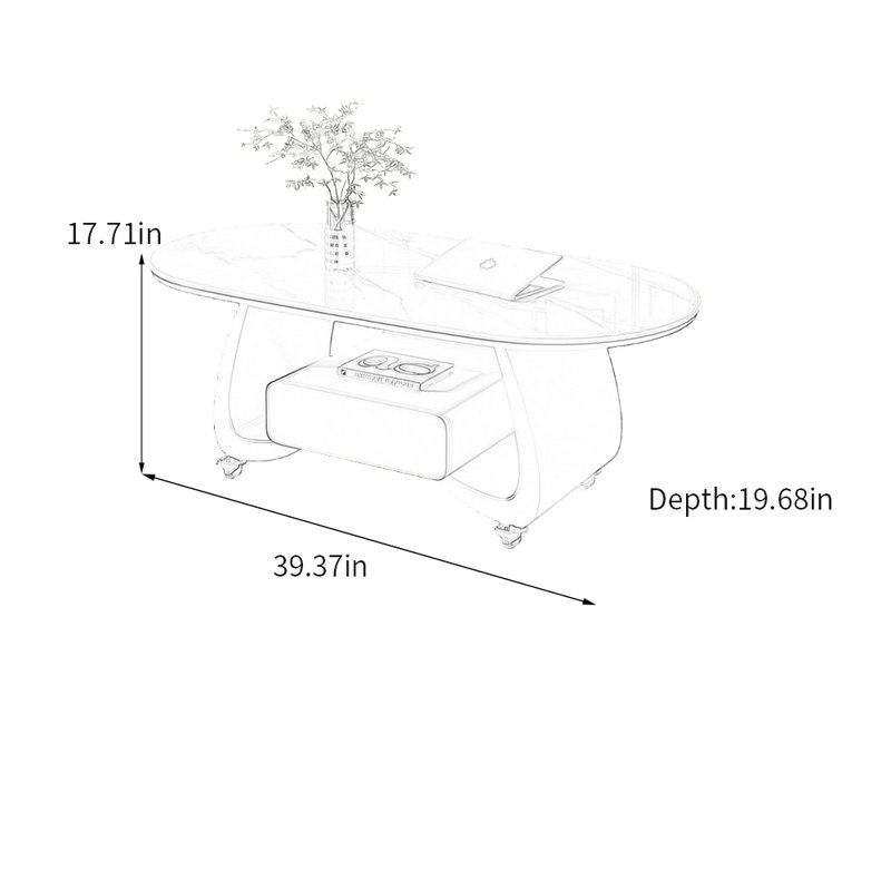 Cloninger, Blanc / Gris, Blanc/Noir, H 17,71 po x L 39,37 po x l 19,68 po