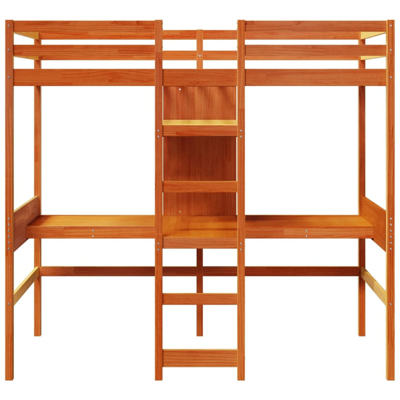 Sherbrooke High Sleepers with Trundle Included, Small Single (75 x 190 cm), Wax Brown