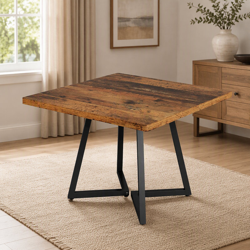 31.5" Square Dining Table, Industrial Kitchen Table with Metal Legs for 4