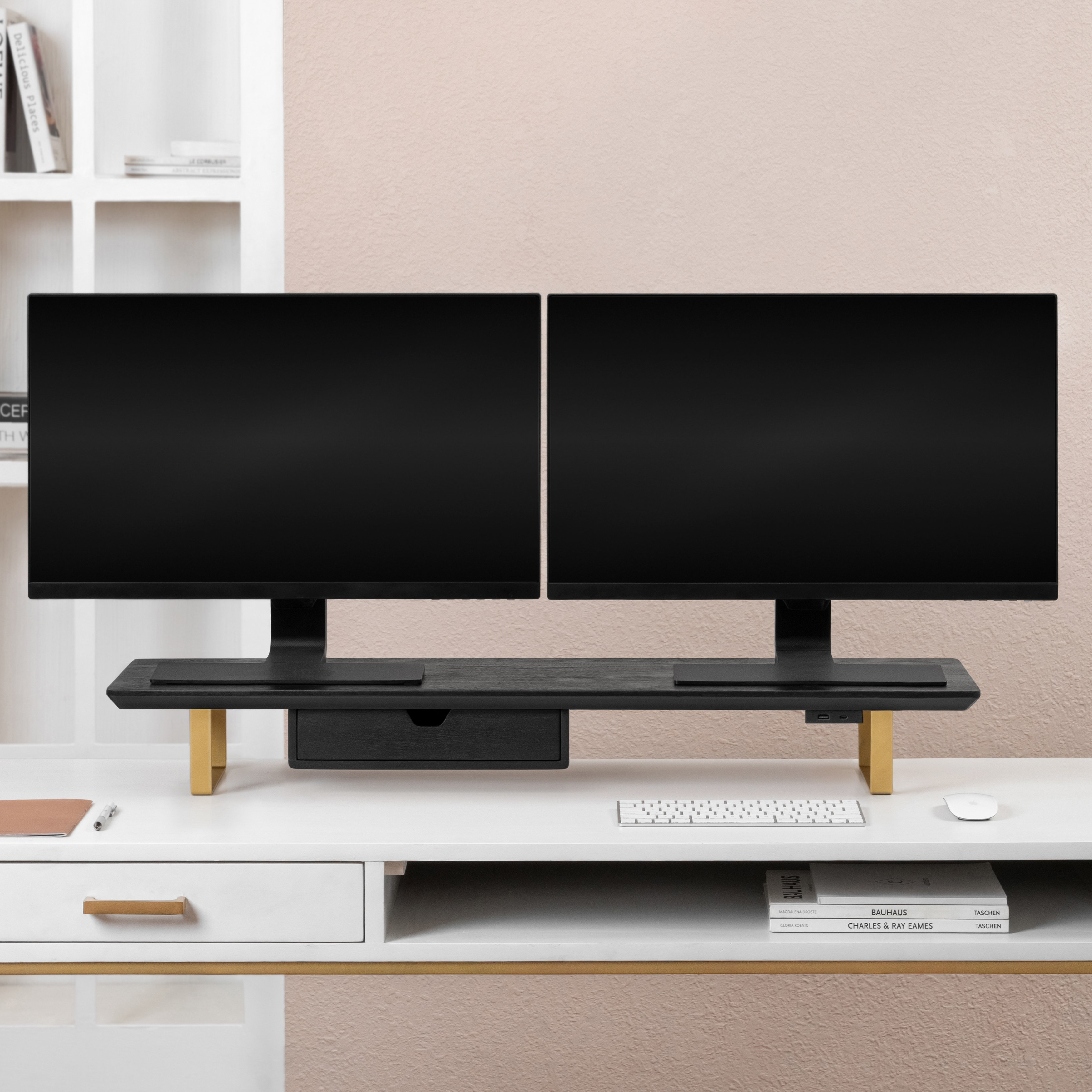 Anji Mountain Extra Long Wood Monitor Stand Riser with USB Port and ...