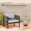 4 Piece Light Grey Metal Garden Furniture Set with Loveseat, 2 Armchairs and Tempered Glass Coffee Table