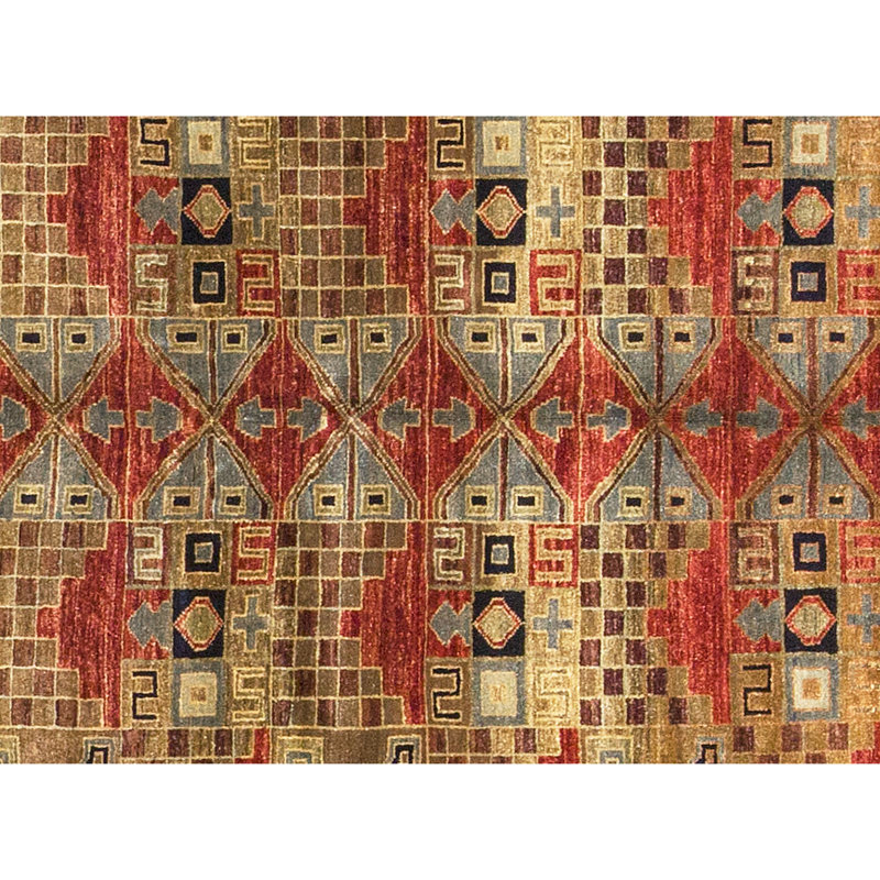 Tapis rouge et brun noué à la main de haute qualité