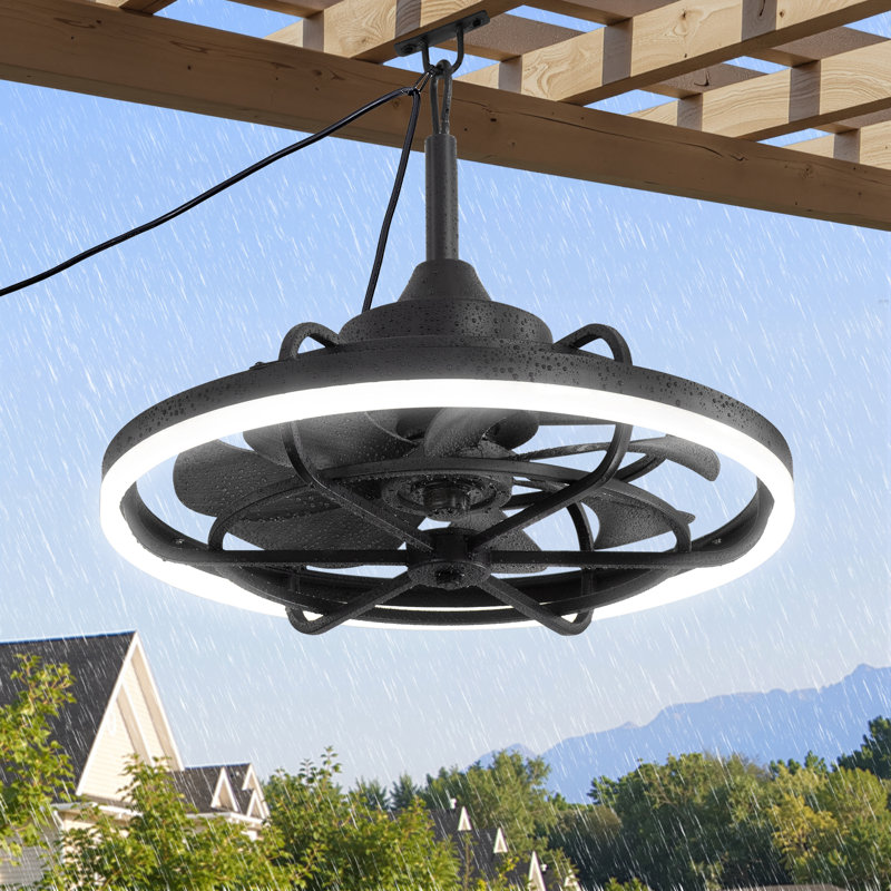 Cissline 24" Wet Plug-in Outdoor Ceiling Fans with Light and Remote, IP65 Waterproof ceiling fan for Patio, 24"