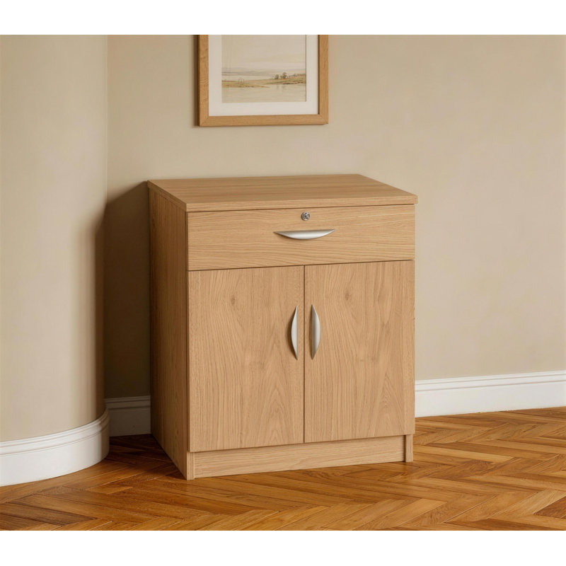 Brend 2 -Door 1 -Drawer Storage Cabinet, English Oak