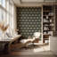 Retro Tiki Palm Trees - Black Wallpaper