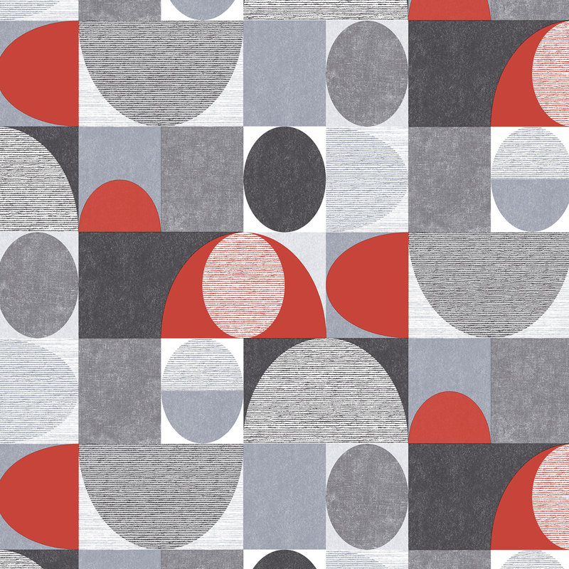 Rouleau de papier peint lisse L 33 pi x l 20,5 po Narbonne, Noir / rouge / gris