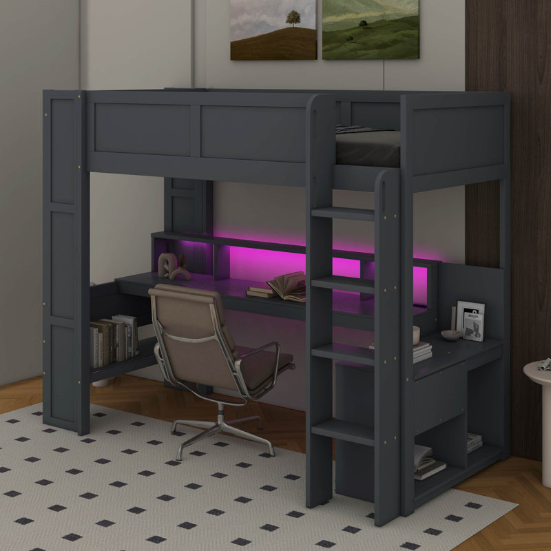  Lit mezzanine avec bureau Gaming, Simple