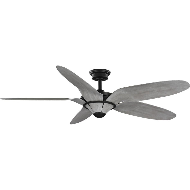Ventilateur de plafond standard Mesilla 5 pales de 60 pouces avec télécommande, Noir mat