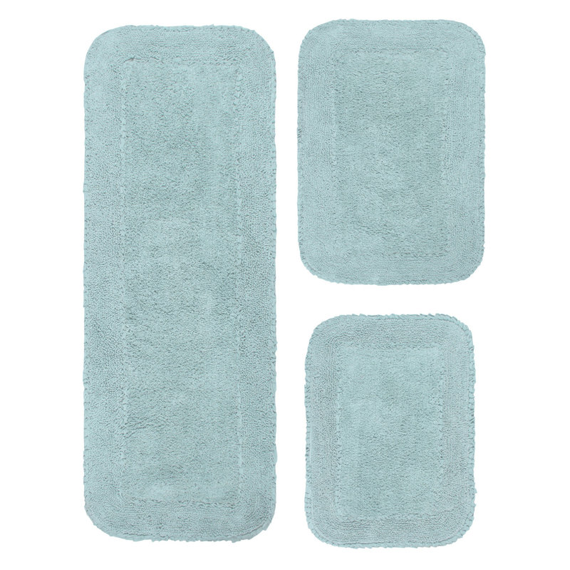Ensemble de tapis pour salle de bain 3 pièces Aceyon, Bleu ciel