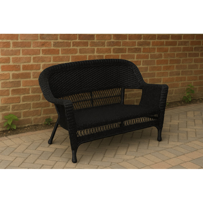 Karan 52'' Wide Straight Metal Loveseat, Black