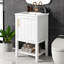 Meuble-lavabo de salle de bain avec lavabo, armoire de salle de bain avec porte à fermeture douce et tablette ouverte-129462875
