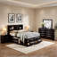 Ensemble de chambre à coucher grand lit 5 pièces Simo avec tête de lit bibliothèque, 2 tables de chevet, noir-118445315-118445316