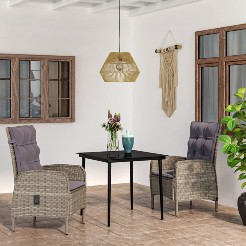 Ensemble bistro 2 personnes Caitlyn-Rose, 2, Gris, H 29,1 po x l 31,5 po x P 31,5 po