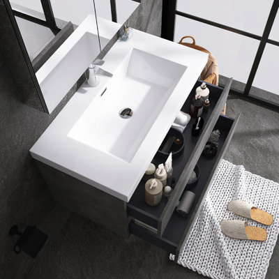 Meuble-lavabo mural simple 36 po avec lavabo en résine