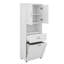 Armoire de salle de bain haute avec panier à linge, armoire autoportante avec portes, panier à linge inclinable avec rangement-458146175