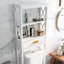 Armoire de salle de bain au-dessus de la toilette - blanc avec tiroir et 2 tablettes pour le siège et les serviettes de rangement