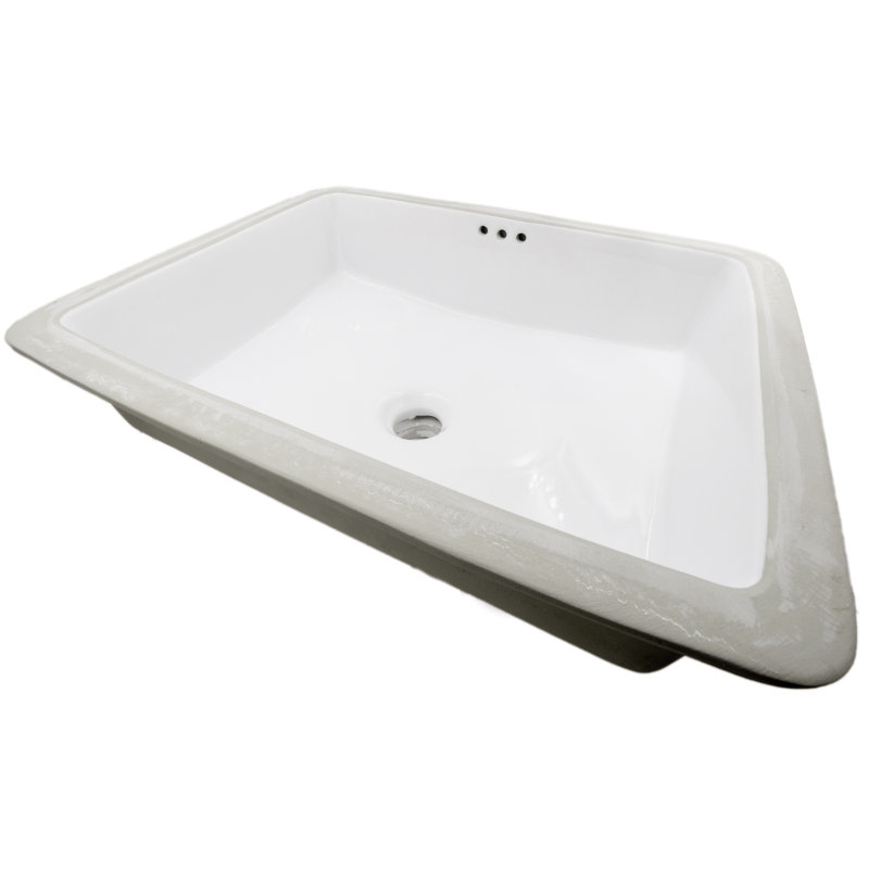 Lavabo de salle de bain rectangulaire encastré blanc avec trop-plein