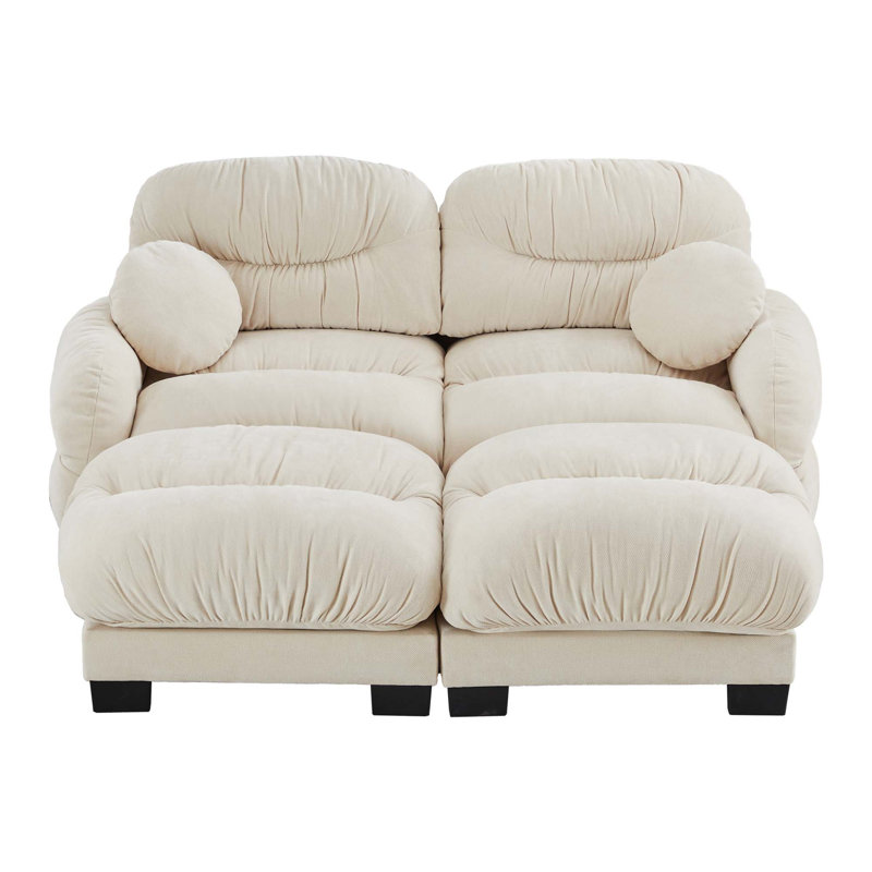 Canapé modulaire ergonomique en chenille, Beige, H 36,2 po x l 81,8 po x P 61,4 po