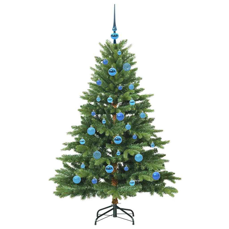 Artificial Christmas Tree with 150 LEDs Green PE and PVC, 4.92' H, Green/Blue