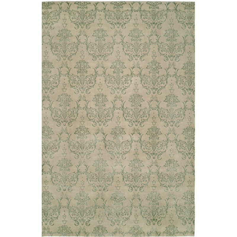 Floral Area Rug in Beige, 6' x 9'