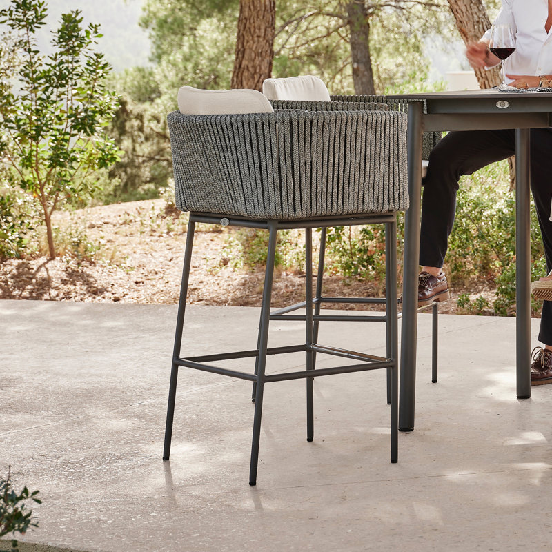 Boston Outdoor Bar Stool, Canvas Navy Sunbrella® Canvas