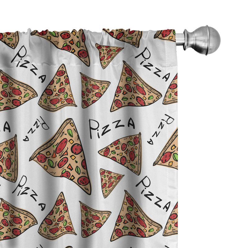 Panneaux de rideaux semi-transparents avec passe-tringle Pizza, L 28 po x L 63 po