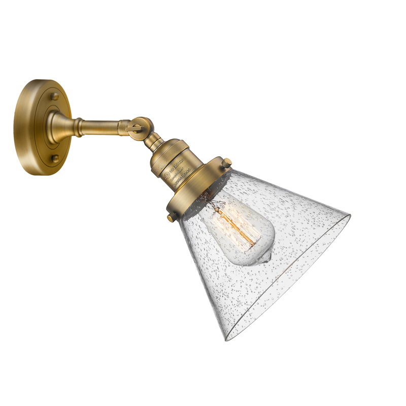 Cone 2 Light Tiltable Bath Vanity Light, 6 Watt Vinage LED Bulb, Seedy, Brushed Brass