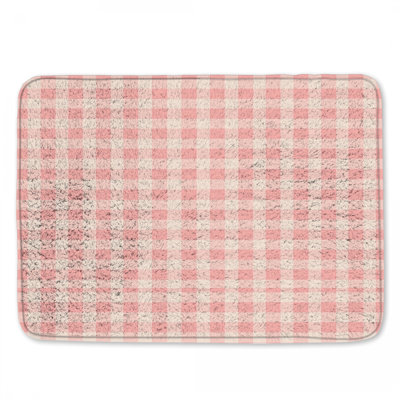 Pink  Gingham Check Bath Mat