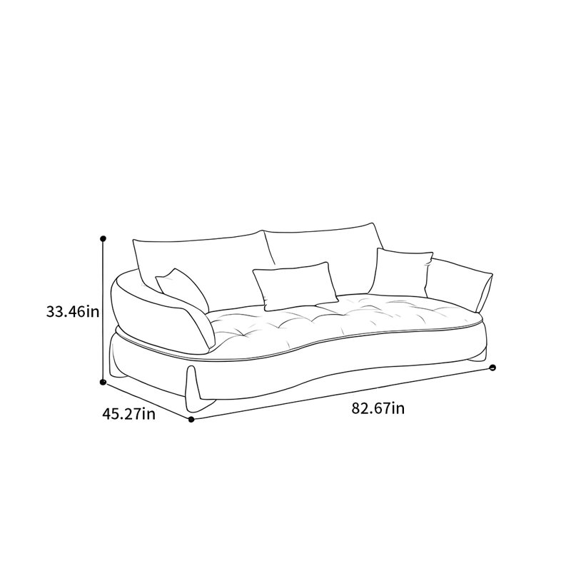 Canapé incurvé American American, H 33,46 po x l 82,67 po x P 45,27 po