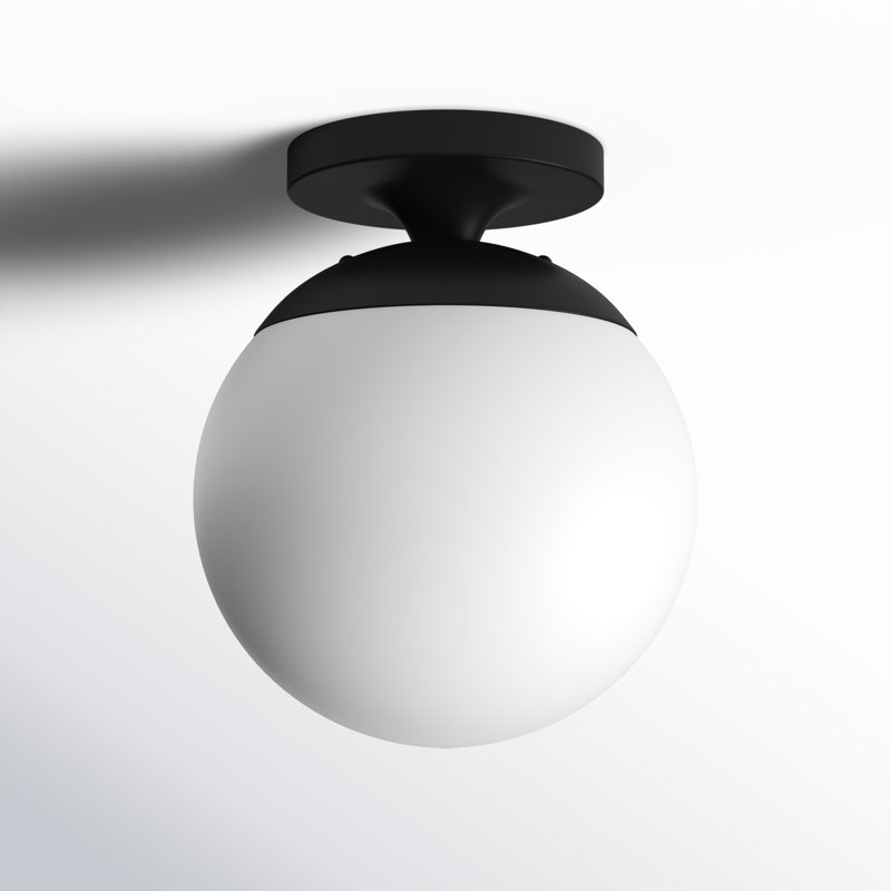 Leo 1 - Light Semi Flush Mount, Midnight Black, White, No