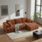 108" Dark Blue Chenille Sectional Sofa, Tufted Design & Pocket Springs, No Assembly-118691997-118691998