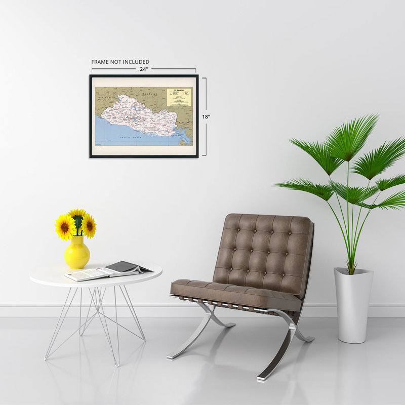 " 1980 El Salvador Map ", 18" H x 24" W