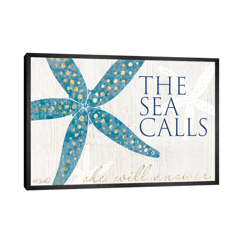 The Sea Calls by Kate Sherrill - Floater Frame Gallery-Wrapped Canvas Giclée on Canvas, Black, 66.04 cm H x 101.6 cm W