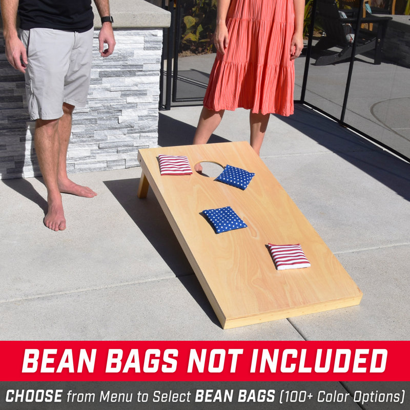 Natural Wood 4' x 2' Solid Pine Cornhole Set with Carrying Case
