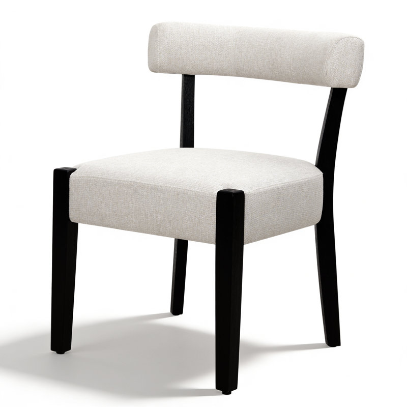 Chaises de salle à manger rembourrées Cindina, 4 pièces, Lin crème / noir