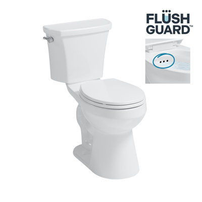 Toilette ronde 2 pièces à simple chasse 1,28 GPF Easley FLUSH GUARD avec protection de débordement en blanc