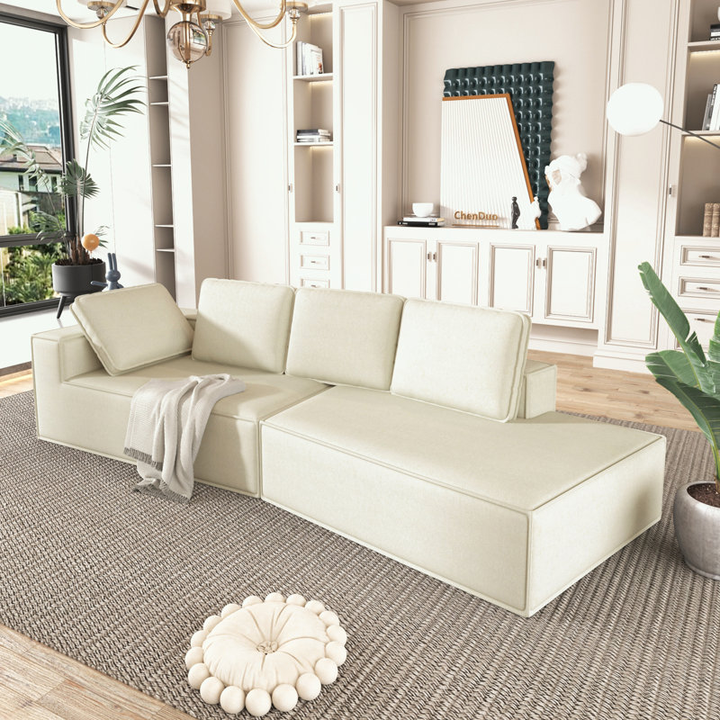 Chaise longue rembourrée Ringolds, Beige