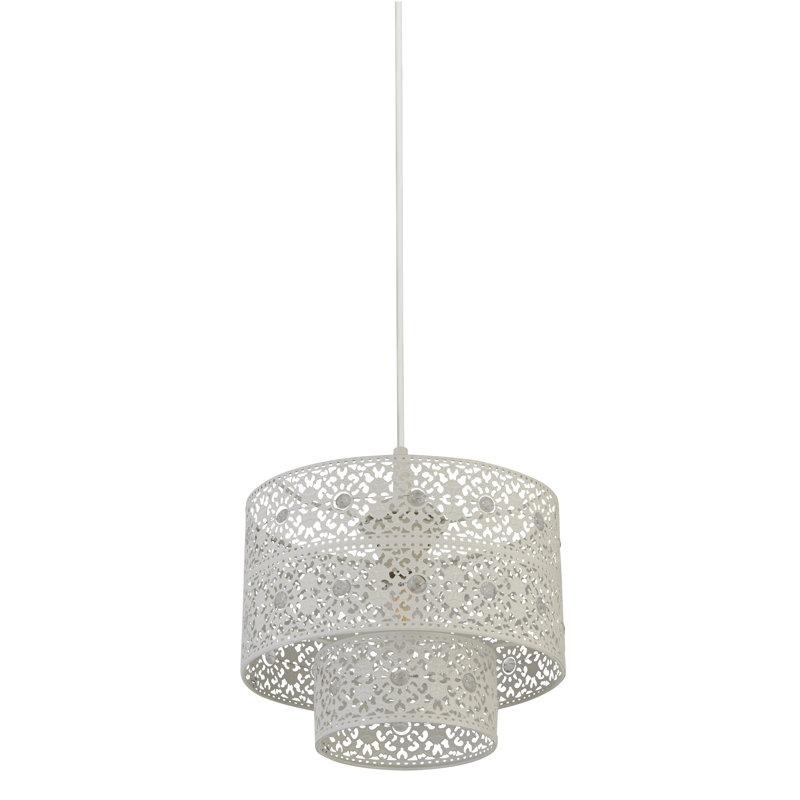 18cm H Metal Drum Pendant Shade ( Uno ) in White