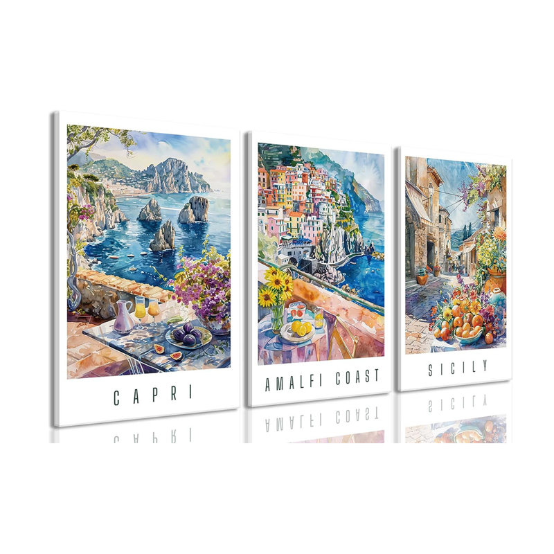 3 Piece Wrapped Canvas Print, 60 cm H x 120 cm W