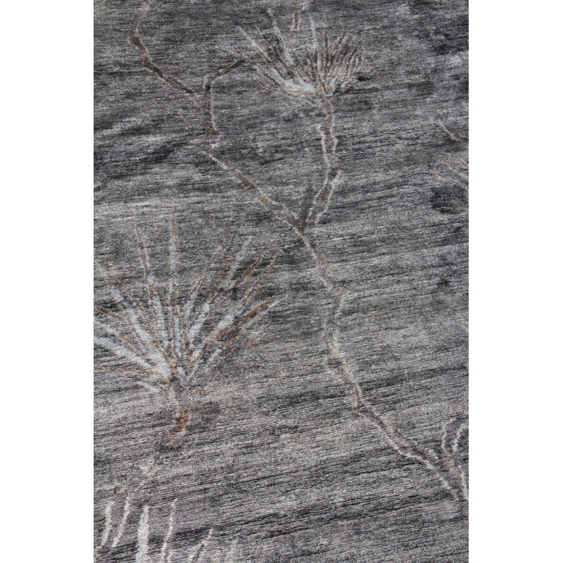 Antique'd Silk Floral Area Rug, Rectangle 8' x 10'