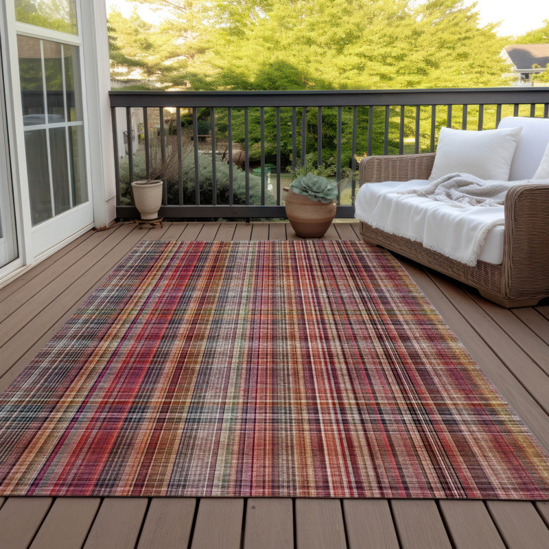 Langley Street Kinslee Washable Plaid Indoor / Outdoor Rug & Reviews ...