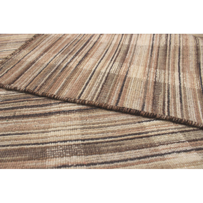 Tapis brun clair en laine tissé à la main Wickman
