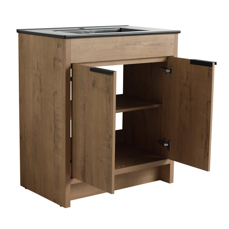 Meuble-lavabo autoportant avec lavabo en céramique