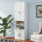2 Doors Bookshelf With USB Port 3 Adjustable And 3 Fixed Shelves Bookcase Side Cabinet Storage Shelves In White