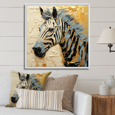 Noir, jaune, zèbre, zèbre encadré sur toile