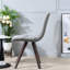 Modern Dining Chairs, Solid Wood Legs, Grey Fabric For Home & Kitchen