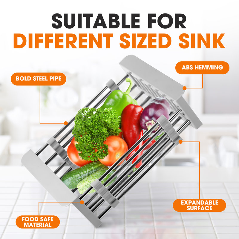 Stainless Steel Adjustable Over Sink Dish Drying Rack