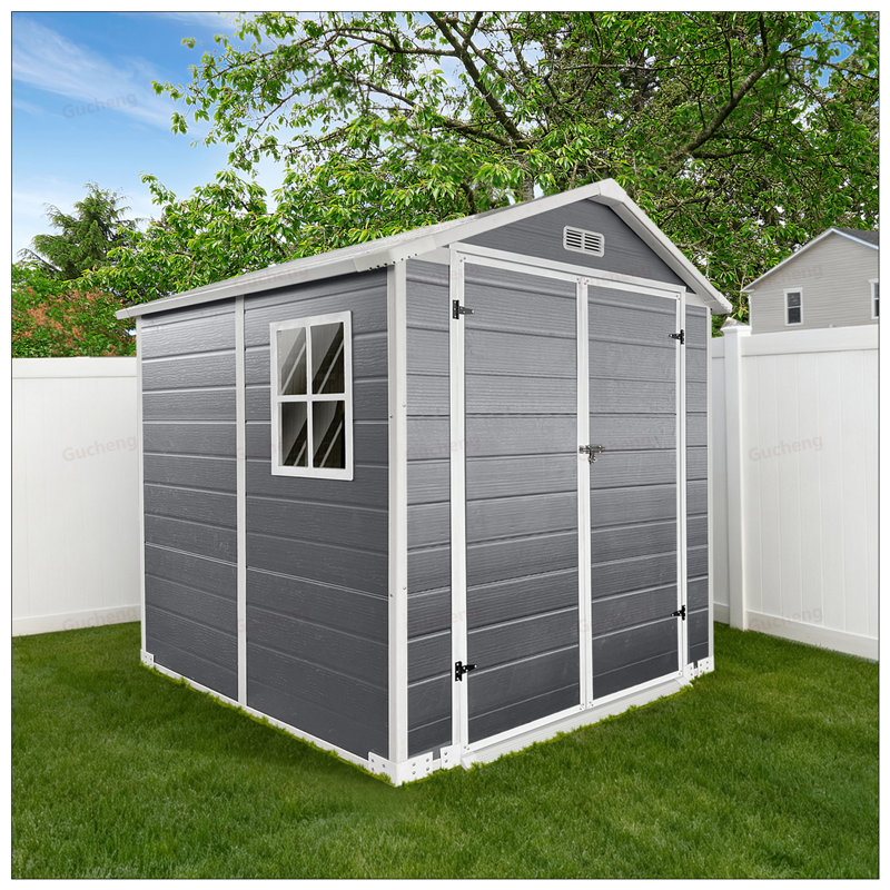 Remise de rangement extérieure en plastique durable avec plancher et porte verrouillable, idéale pour l'organisation de la cour et du jardin