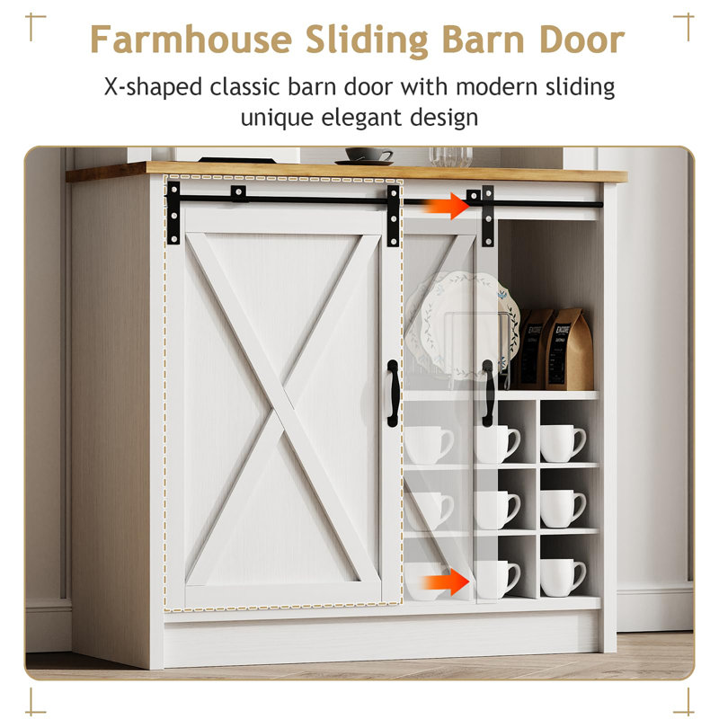 72" Hutch Coffee Bar with Storage, White